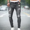 Jeans da uomo Streetwear 2021 Black Strappato uomo Skinny Hip Hop Denim Pantaloni Casual Slim per Jogging Jean Homme