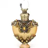 1PC 10ml Vintage Heart Shape Manual Painting Empty Refillable Metal Glass Perfume Bottle Wedding Gift