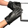 Super mjuk fem fingerhandskar plysch läder mitten enkla utomhus vindtäta vantar män mönster pekskärm handske