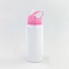 Hot sales Aluminum Water Bottles 600ML Sublimation Blanks Big Mouth Suction Nozzle Kettle White Color outdoors Sports water Cup T9I001144