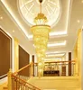 Hotel Hallリビングルームの階段ぶら下がっているペンダントランプヨーロッパの大きな照明のための新しい大型ゴールドのインペリアルK9クリスタルシャンデリア