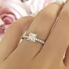 Cluster Rings Emerald 925 Sterling Silver Ring Finger Four Princess Cut Topaz Gemstone Elegant For Women Engagement Wedding Jewelry