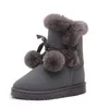 Kvinnor Mid-Calf Snow Winter's Boots Rund Toe Flat med Fur Plush Anti Slip Pull On Riband Storlek 35-41 Casual Winter