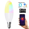 Lampor Trådlös Smart Candle Bulb LED 6W RGB-lampa E14 / E26 / E27 / B22 Dimbar Light Fjärrkontroll Kompatibel med Alexa Google Home