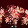Clips de pelo Barrettes Vintage Chino Crown Crown Tamaño grande Red Clear Flower Costoume Etapa Mostrar Diademas Accesorios