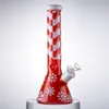 Wholesale Xmas Glass Bongs Christmas Style Hookahs Ice Pinch Straight Tube Big Beaker Bong Oil Rigs Dab Rig 18mm Joint Water Pipes With Diffused Downstem WP21102