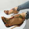 Sandalias florales con correa en T para mujer, zapatos de tacón alto sexis súper finos con punta abierta, sandalias multicolor con hebilla, talla 34-39