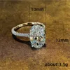 Choucong arrival musujące luksusowe biżuteria 925 Srebro duże owalne cięcie duży biały Topaz CZ Diament Diament Obrączka