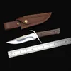 Högkvalitativ utomhus överlevnad rakt taktisk kniv d2 spegel polsk bowie blad g10 hantera fasta knivar knivar med lädermantel