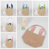 5 Kolory DIY Easter Bunny Bucket Bag Jute Uszu Przechowywanie Tote Torby Ręczne Burlap Dzieci Prezenty Bawełniane Torebki Party Decoration CG001