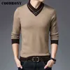 COODRONY Men Clothing Autumn Winter Arrival Fashion Casual Soft Knitwear Thick Warm Button Turtleneck Sweater Pullover C2002 211221