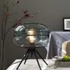 テーブルランプノルディックシンプルな手吹きアートランプクリエイティブガラスシェード透明ベッドルームベッドサイドランプ可能
