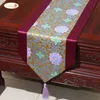 Fier Rose Satin Chemin De Table Drapeau Tissu Simple Chine Vent Thé Coureurs Lit Décoration de La Maison 210708