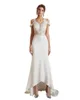 Abito da sposa in spiaggia per paillettes sposa Applique in pizzo Sheer corpetto freddo La gonna satinata della spalla Hilo Fit and Flare Gown1646801