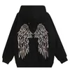 long sleeve reflective shirt Harajuku shirts women japan oversize black angel wing shirt women shiny tshirt with a hood hoodies 201102