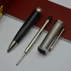 Limited edition Santos-Dumont Ballpoint Pen High quality Silver Black Metal Ball pens Writing Smooth office school supplies