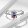 Kuololit Lab Grown Alexandrite Gemstone Ring للنساء الحقيقي 925 الحلقة الفضية الاسترليني الحجم 10 حلقة بيضاوية للمشاركة Milgrain Y071115228