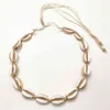 Goldene Farbe Cowrie Shell Halsketten Armbänder Set Nature Shell Statement Choker Halskette Bohemia Collar Collier Frauen Strand Party Je2988605