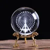 Novelty Items 60mm Crystal Ferris Wheel Ball 3D Laser Engraved Miniature Model Sphere Glass Craft Globe Home Decoration Ornament Gift