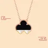 18K chanceux trèfle à quatre feuilles collier femme or rose classique mode rouge et noir agate pendentif simple personnalité tendance 0014855719