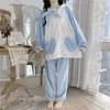 Kawaii Kleding Schattig Bunny Pyjama voor Dames Loungewear Winter Flanel Pijamas Losse Casual Fluwelen Tops Pyjama Vrouw PJ Set 210809