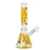 10 Inch Hookahs Buzz Beeker Glass Bong With Honeycombed Bee Decal Beaker Bongs Straight Perc Water Pipes 18-14mm Scientific Diffuser Oil Dab Rigs