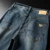 Moda Streetwear homens jeans azul cor hip hop calças hombre elástico skinny jeans homme clássico zíper jeans homme x0621