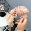 Nuevas diademas de encaje de malla de moda para mujer, diadema con cuentas de perlas, diademas con nudo cruzado, accesorios para el cabello