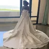 Satin Detachable Train Mermaid Wedding Dresses See Through Long Sleeve Church Bridal Gown Simple Africa Wedding Gowns2227