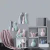 Nordic Nowoczesny Różowy Zielony Ceramiczny Jeleń Cat Figurki Home Decoration Rzemiosło Salon Desktop Zwierząt Ozdoby Ślubny Prezent