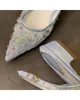 Sandals for Women sexy Pumps designer heels shining lace sandal gem crystal sandal Mesh glass shoes ladies slingback shoe BlingBling