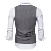 メンズベストメンズリーブレスvネックシングルブレストヘリンボーンジャイレポケット装飾スリムフィットビジネススーツWAISTCOAT256K