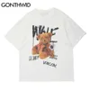 Trójniki Koszulki Harajuku Zabawki Niedźwiedź Krótki Rękaw Bawełniane Koszulki Hip Hop Casual Luźna Streetwear Koszulka Męskie Moda Topy 210602