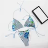 Maillots de bain pour femmes Designer Vintage Fleur Imprimé Halter Bikini Classique Femmes Bandage Élastique Doux Summer Beach Wear CB4Y
