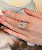 Handmade Flower Lab Diamond Finger Ring 925 sterling silver Party Wedding band Rings for Women Promise Birthday Jewelry Gift