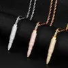 Personality Design AK Bullet Pendant Necklace Full Iced Out Cubic Zirconia Necklace Men's Women Hip Hop Jewelry Rapper Gift X0509