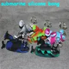 Forma submarino Silicone Hookah Bongs Tubos de água com 2 tipos tigelas de fumo Óleo de vidro Bubblers Hookahs Opaque Quartz Bangers Dabber Wax Tools