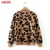 Tangada donna maglione lavorato a maglia leopardo inverno stampa animalier spessa manica lunga femminile pullover casual top 2X05 211011