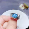 Kobiety Mężczyźni Dostępne Klasyczny Głęboki Blue Topaz Pierścionek z biżuterią Natural Gem 925 Srebro Silver Ing