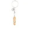 자연석 키 체인 와이어 포장 된 bult quartz 진자 열쇠 고리 치유 치유 자주색 크리스탈 자동차 가방 지갑 키 홀드 여성 남성
