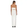 Women's Jumpsuits & Rompers Women White Bandage Jumpsuit 2021 Summer Strapless Hollow Out Bodycon Sexy Club Party High Quality