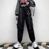 EACHIN Fashion Women Streetwear Cargo Pant Korean Wide Leg Elastic Waist Harem Pant Female Casual Loose Jogger Trouser with Belt X0629