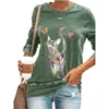 Colorful Cat Butterfly Print Blouse Shirt Women Casual ONeck LongSleeved Pullover Tops Spring Ladies Plus Size Street Tee 2102252865380