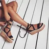 Sommar Vit Wedge Espadrilles Kvinnor Sandaler Öppna Toe Gladiator Sandals Kvinnor Casual Lace Up Platform Summer Shoes