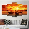 5 panelen / set Sunset boot landschap foto's canvas schilderij posters en prints Wall art voor woonkamer decoratie