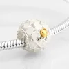 Mode 925 Sterling Silver dramatique émail blanc coeur perles dorées Fit Original JIUHAO Charm Bracelet Fabrication de bijoux Q0531