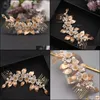 Clip Barrettes Gioielli Gioielli Lega d'oro Foglia Sposa Copricapo con pettine Matrimonio Aessories Ragazza Tiara Ornamenti per capelli damigella d'onore Commercio all'ingrosso