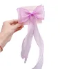 hair clip with flowers packaging metallic korean set Long streamer bow children clips Hairpin princess braided headdress 10pcs