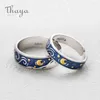 THAYA VAN GOGH's Emaille Paar Ringen Sky Star Moon S925 Zilver Glitter Ringen Verlovingsring Bruiloft Sieraden Voor Vrouwen 211217