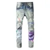 High Street Jeans Men Fashion Brand Hip Hop Black Patch Embroidery Stretch Slim Fit Mens 211108
